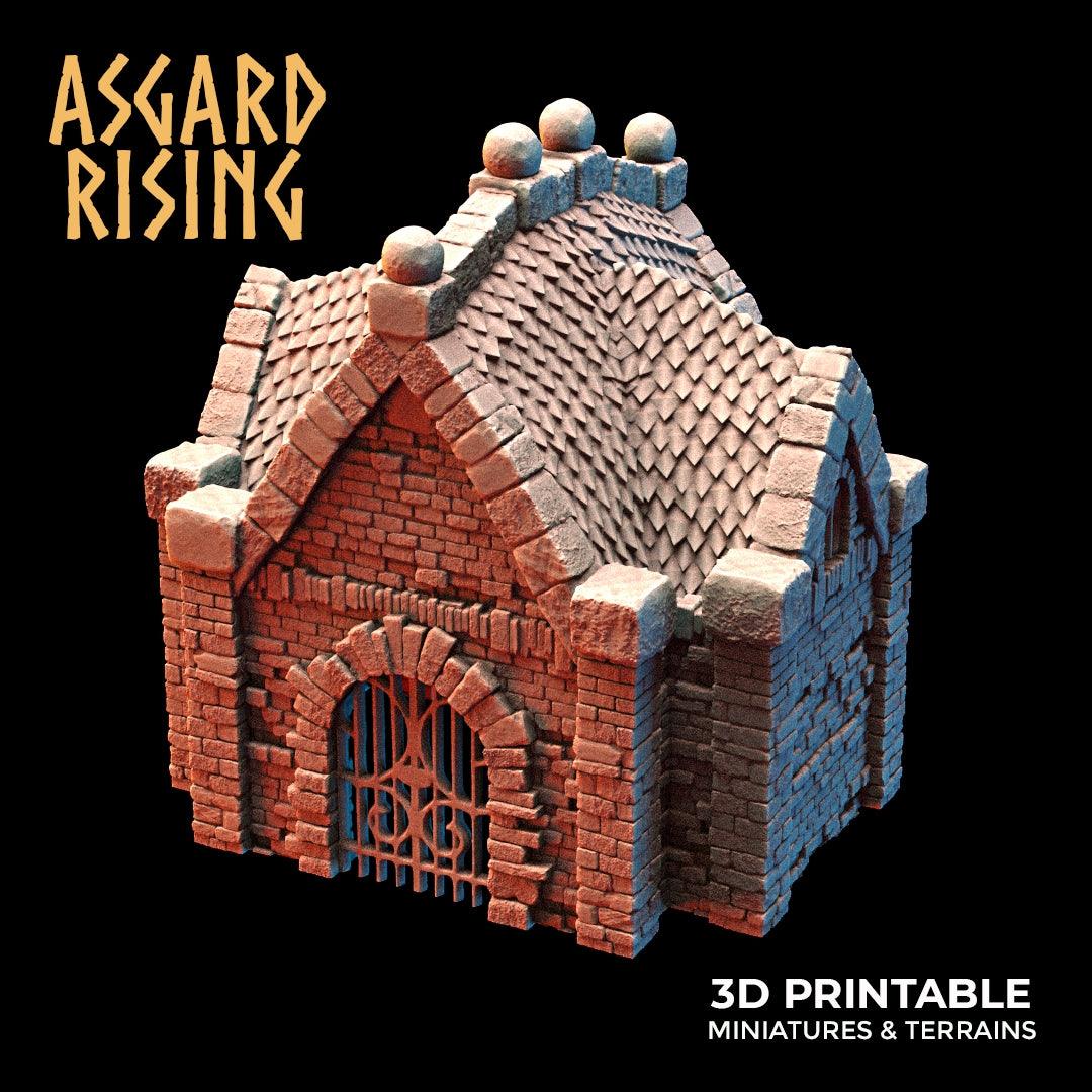 Miniature Cemetery Mausoleum Set, 28mm/32mm Terrain