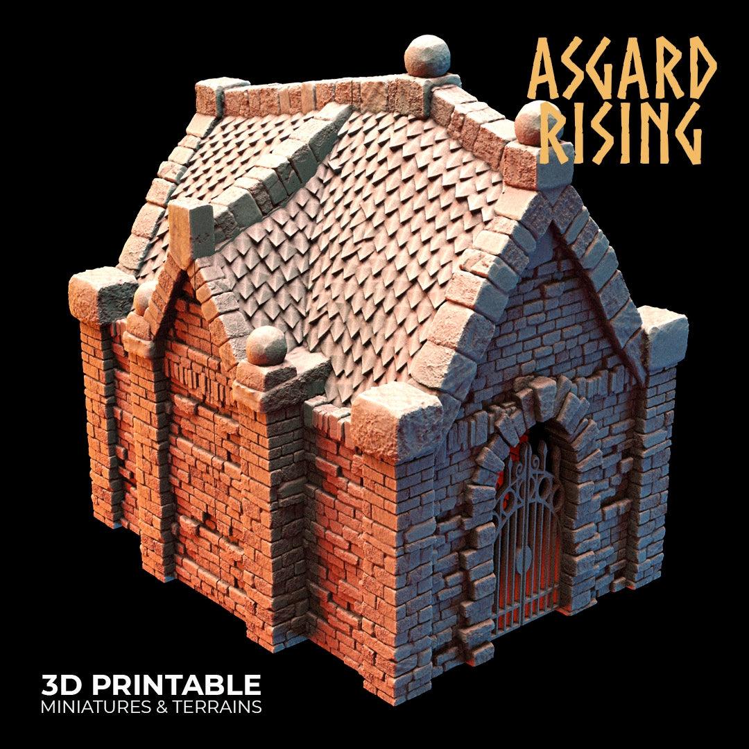 Miniature Cemetery Mausoleum Set, 28mm/32mm Terrain