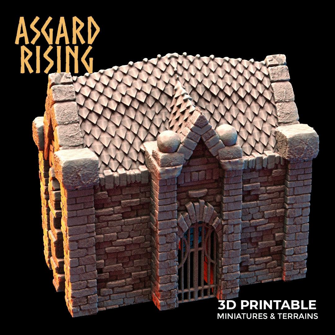 Miniature Cemetery Mausoleum Set, 28mm/32mm Terrain