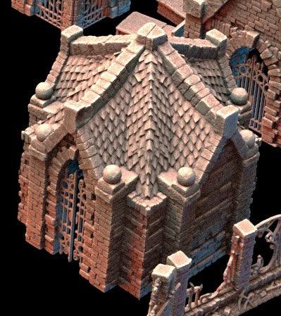 Miniature Cemetery Mausoleum Set, 28mm/32mm Terrain