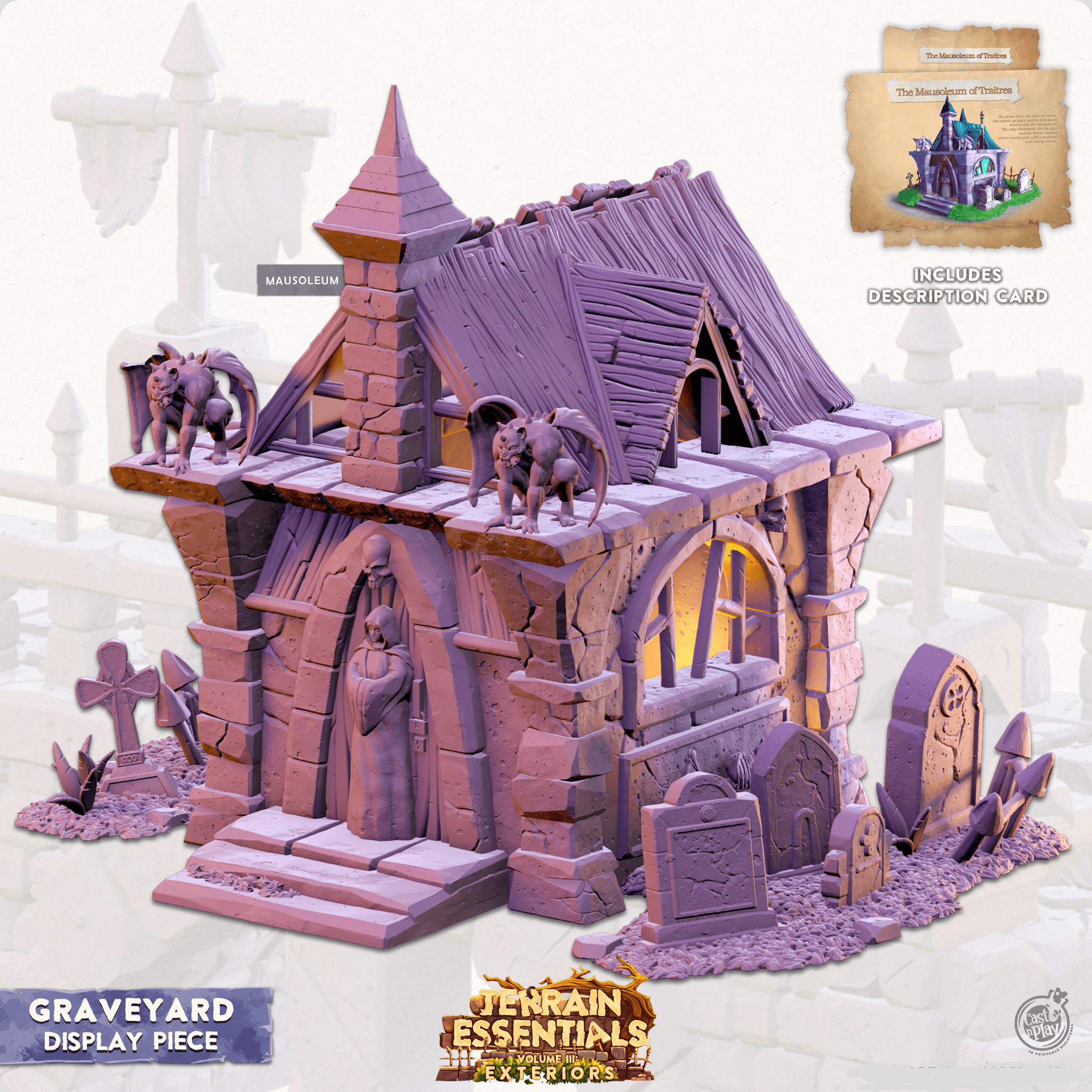 3D Printed Cast n Play Graveyard - Mausoleum Display Piece 28mm 32mm D&D