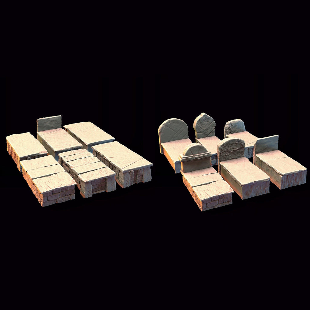 Miniature Cemetery Graves Set, 28mm/32mm Tombstones