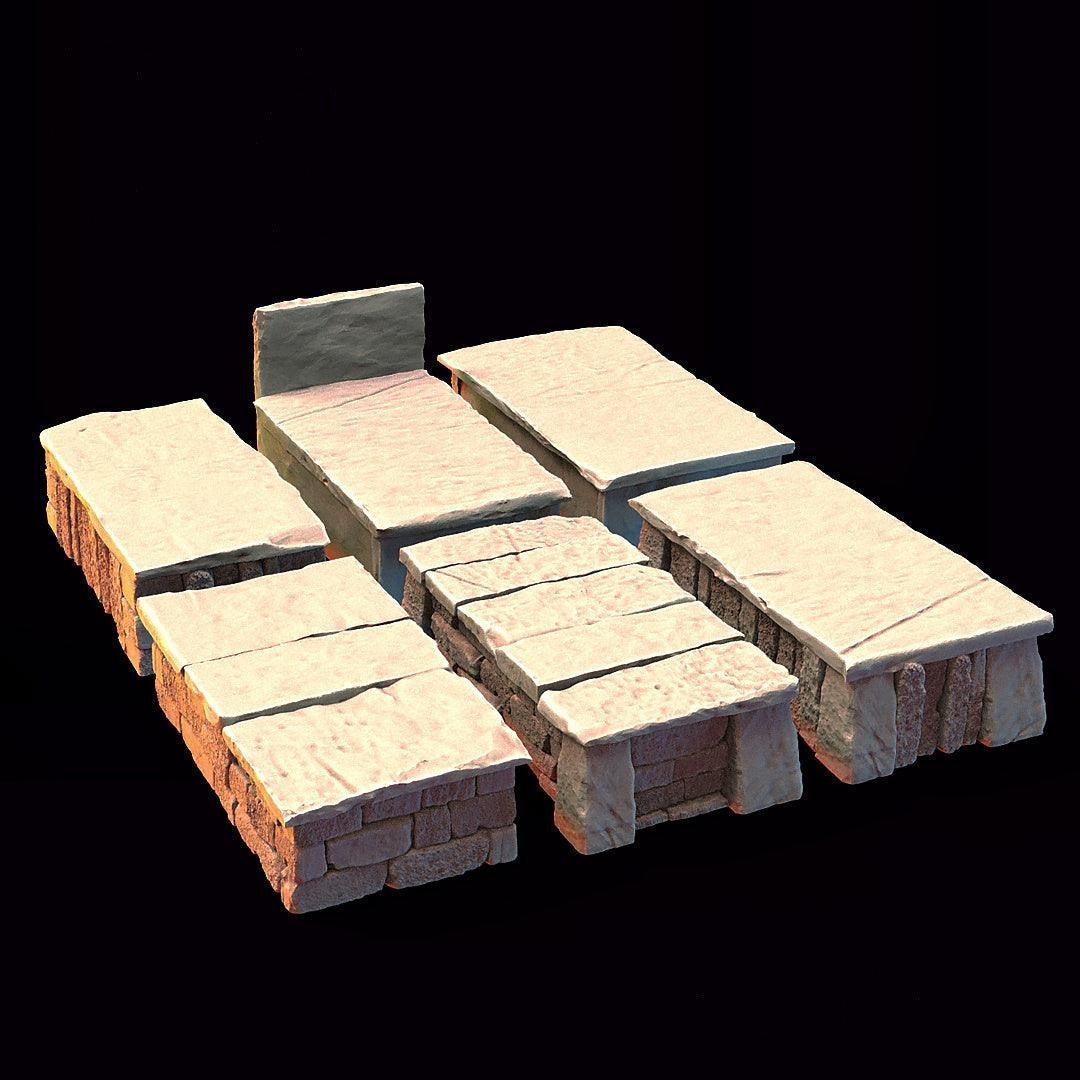 Miniature Cemetery Graves Set, 28mm/32mm Tombstones