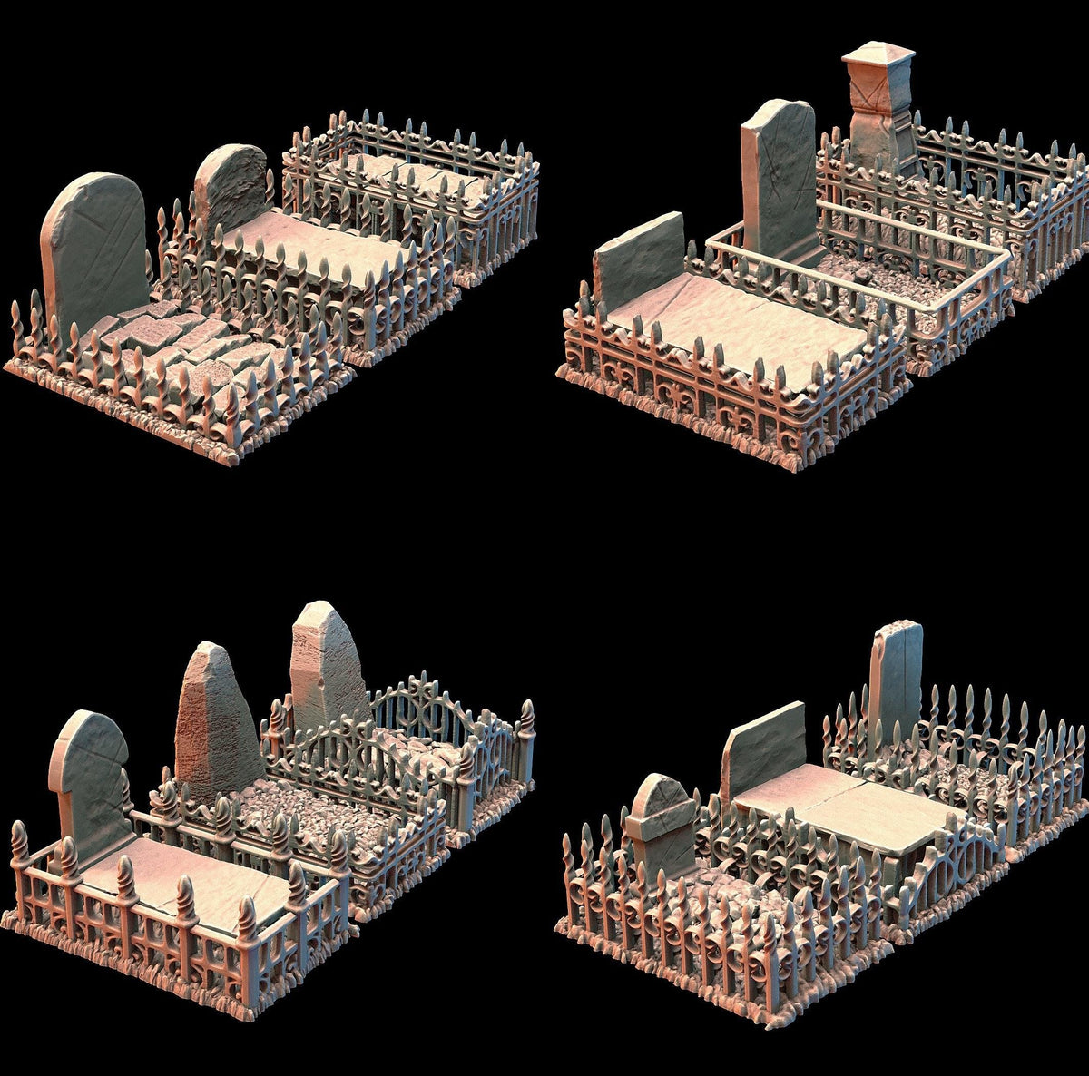 Miniature Graveyard Fence & Graves Set, 28mm/32mm