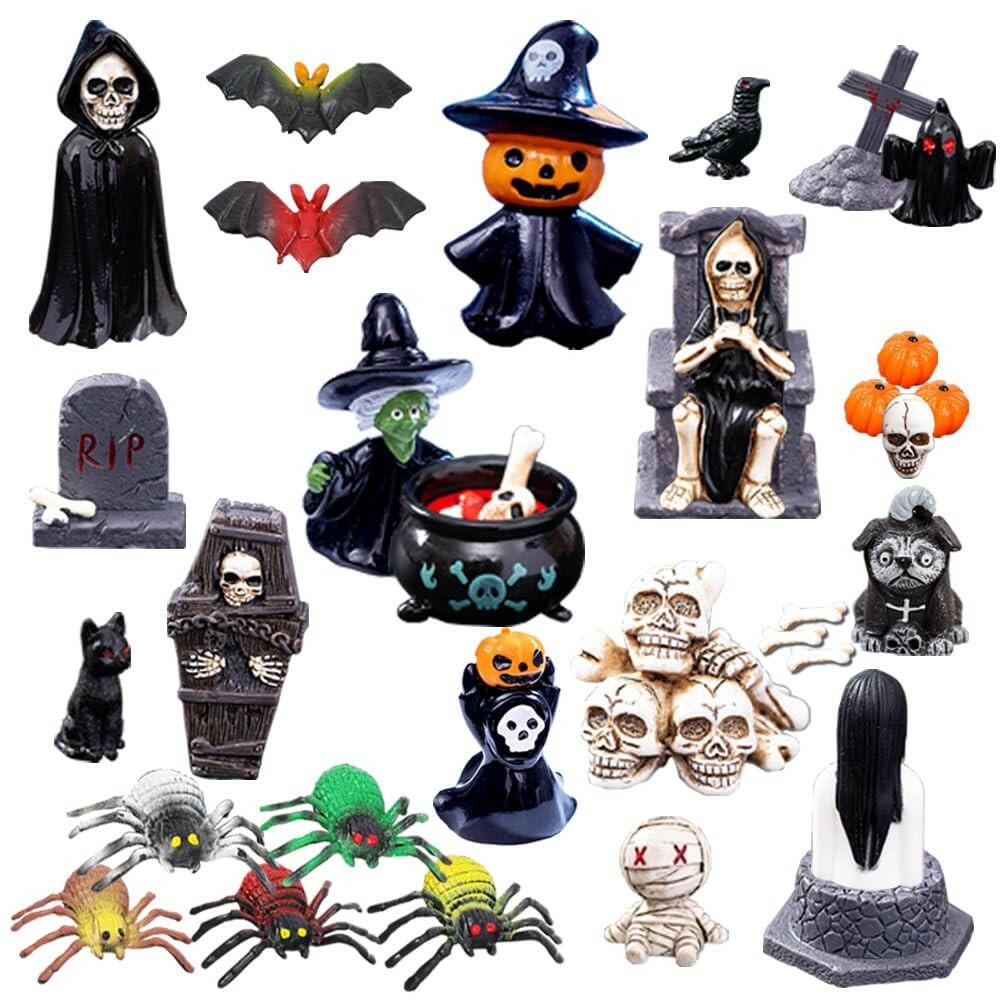 Halloween Miniature Figurines – 32 Piece Resin Set for Fairy Gardens