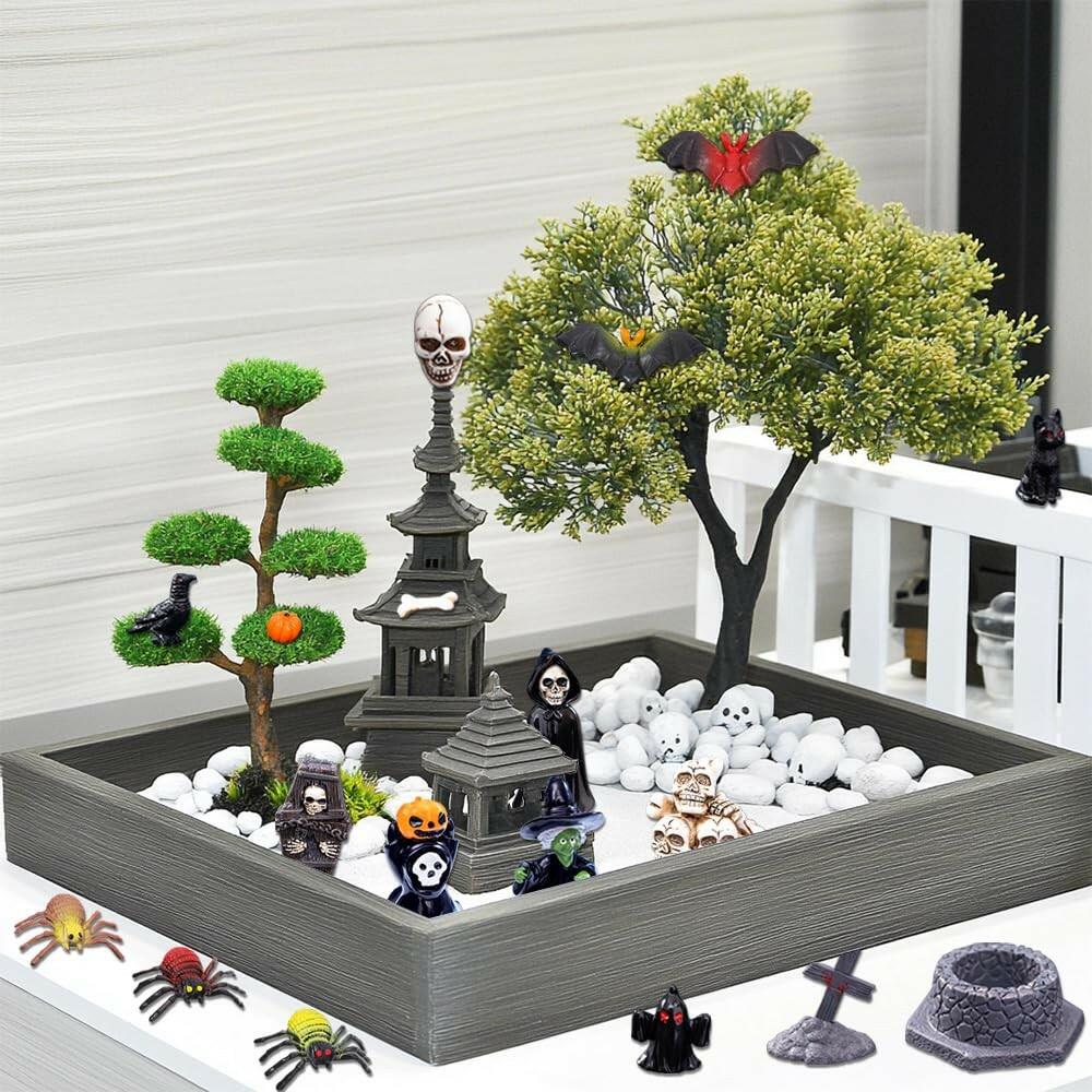 Halloween Miniature Figurines – 32 Piece Resin Set for Fairy Gardens