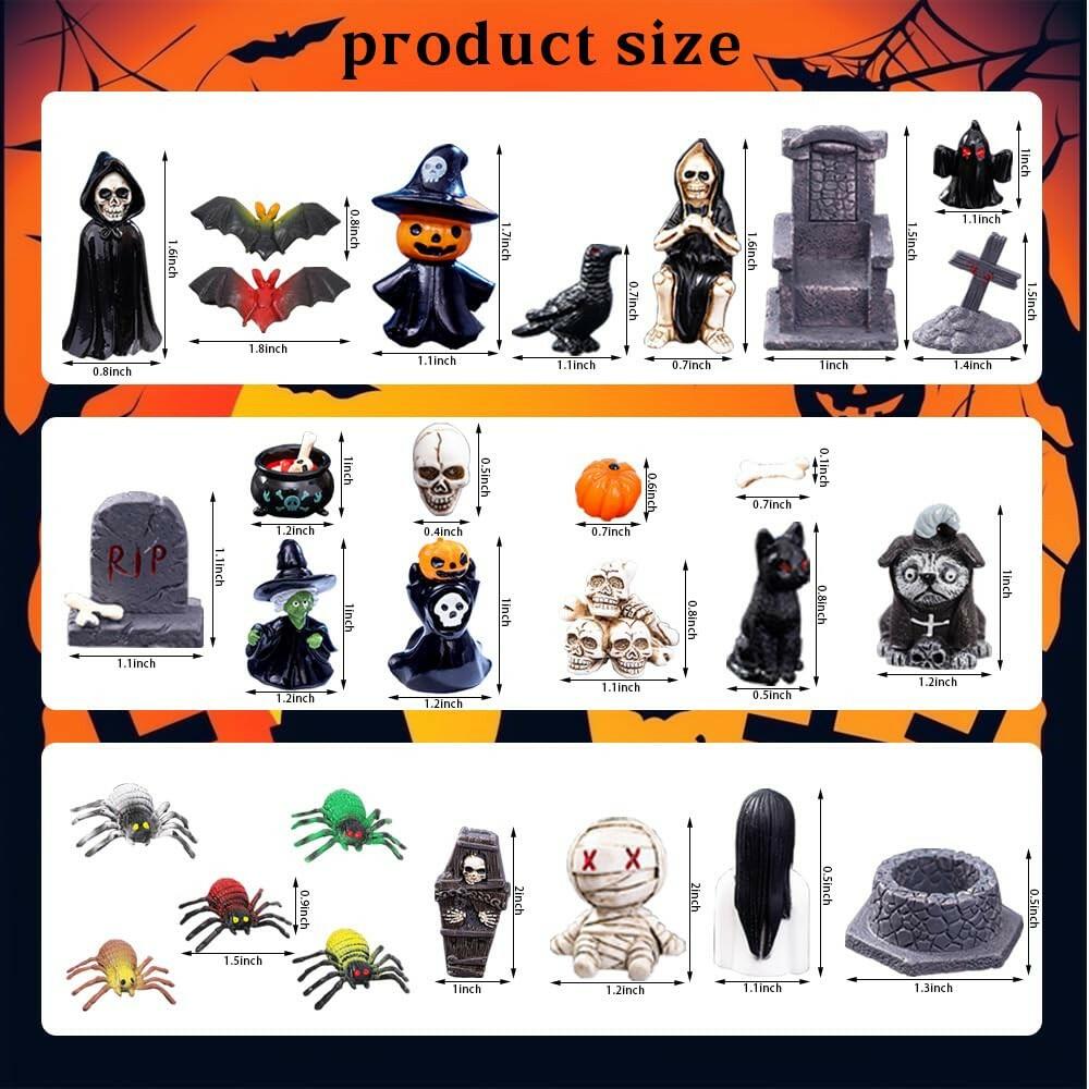 Halloween Miniature Figurines – 32 Piece Resin Set for Fairy Gardens